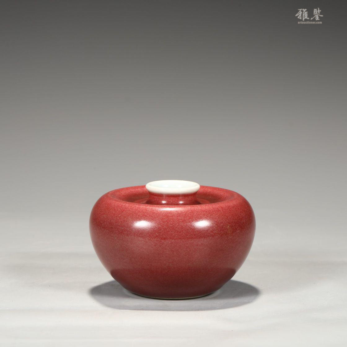 清時代 康熙年製 豆紅釉苹果尊・時代物・古陶磁・古賞物・旧家買出品 清時代 康熙年製 豆紅釉苹果尊・時代物・古陶磁・古賞物・