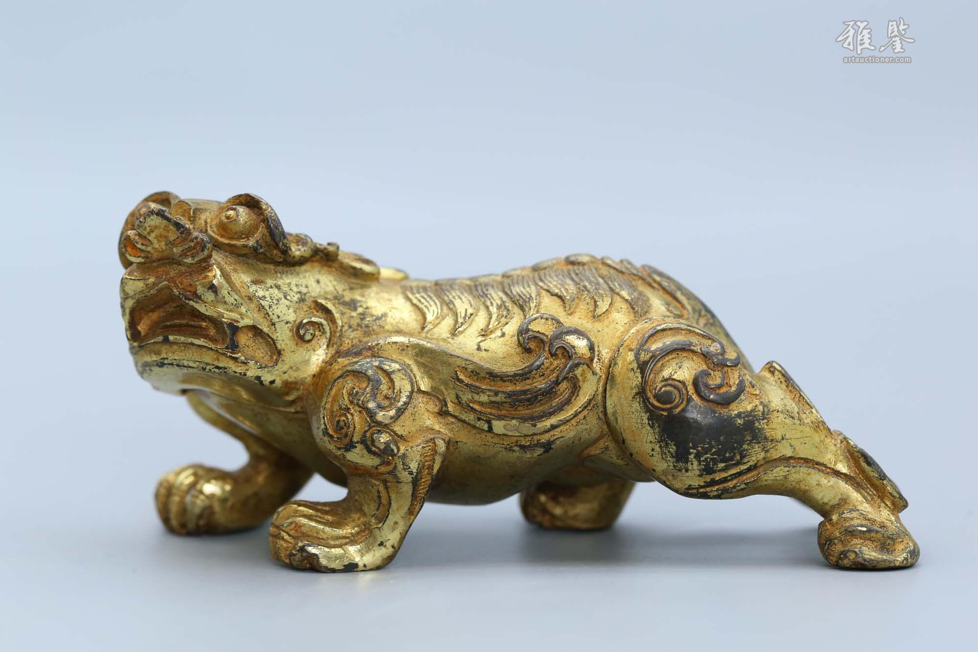 清·铜鎏金瑞兽镇纸摆件_LOT.3007_拍品详情_雅鉴艺术网拍品详情