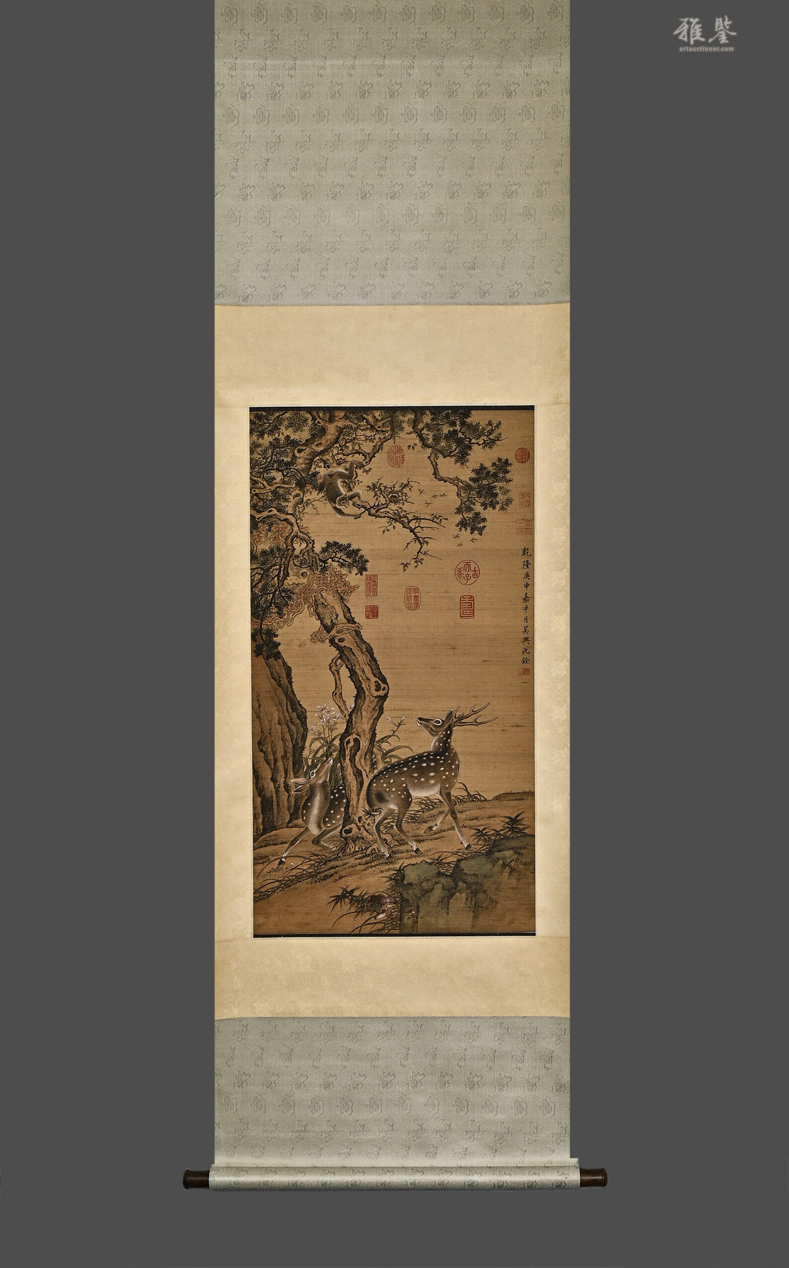 沈铨御鹿图绢本立轴_LOT.9_拍品详情_雅鉴艺术网拍品详情