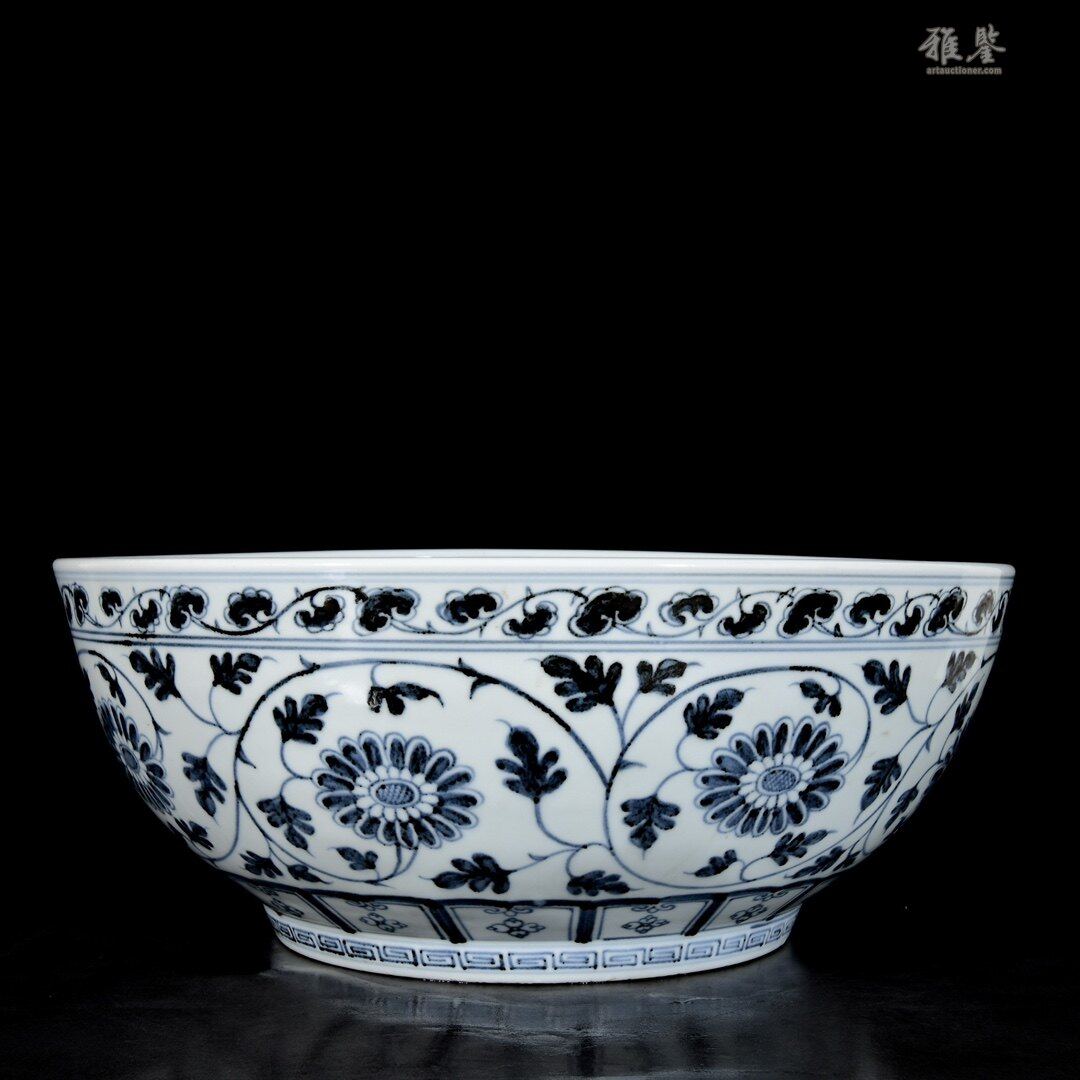 明青花缠枝莲鱼藻纹大碗_LOT.1503_拍品详情_雅鉴艺术网拍品详情