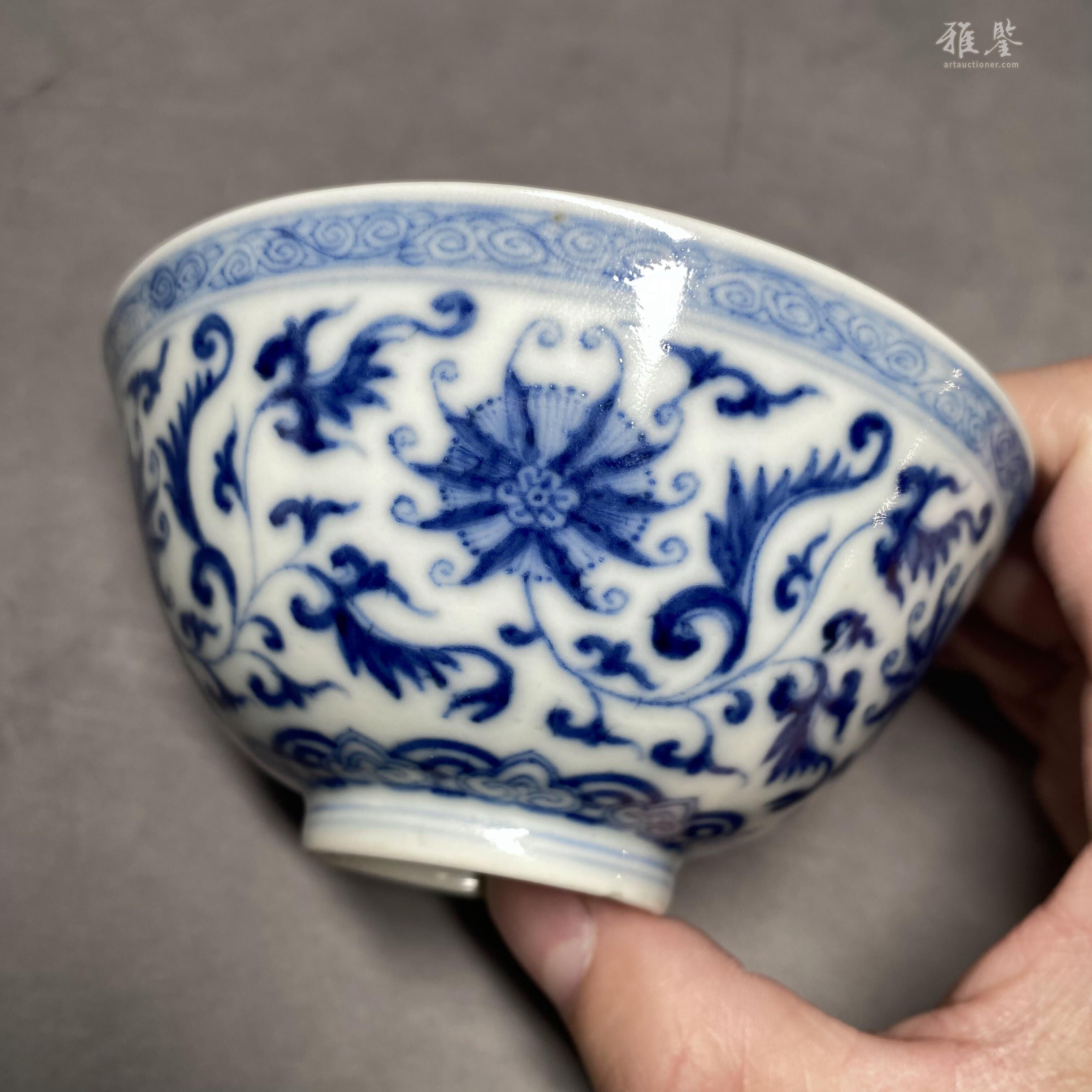 清道光青花缠枝西番莲纹小碗一对_LOT.15_拍品详情_雅鉴艺术网拍品详情