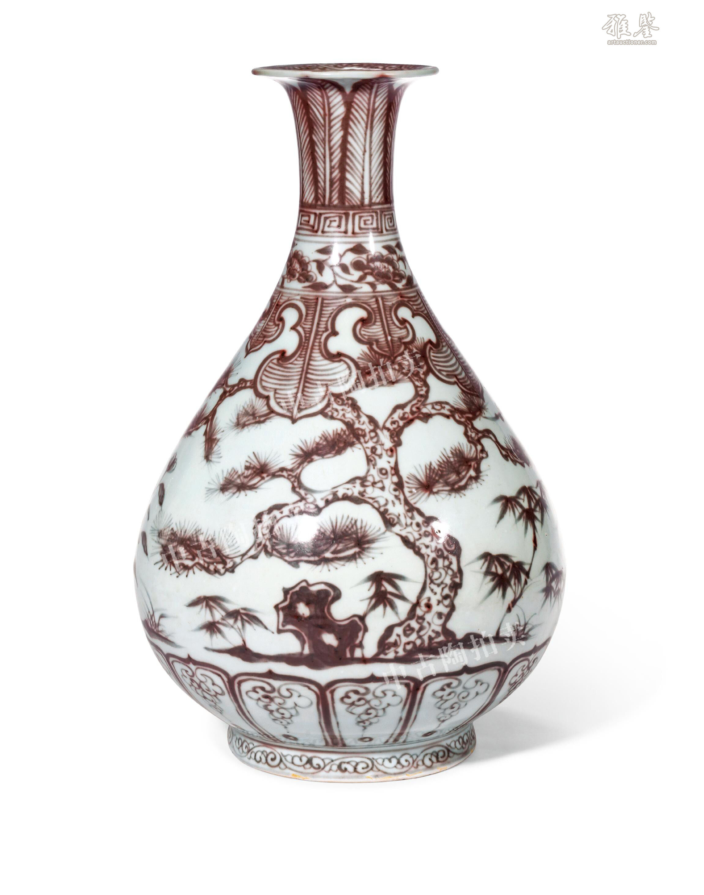 明洪武釉里红松竹梅纹玉壶春瓶_LOT.614_拍品