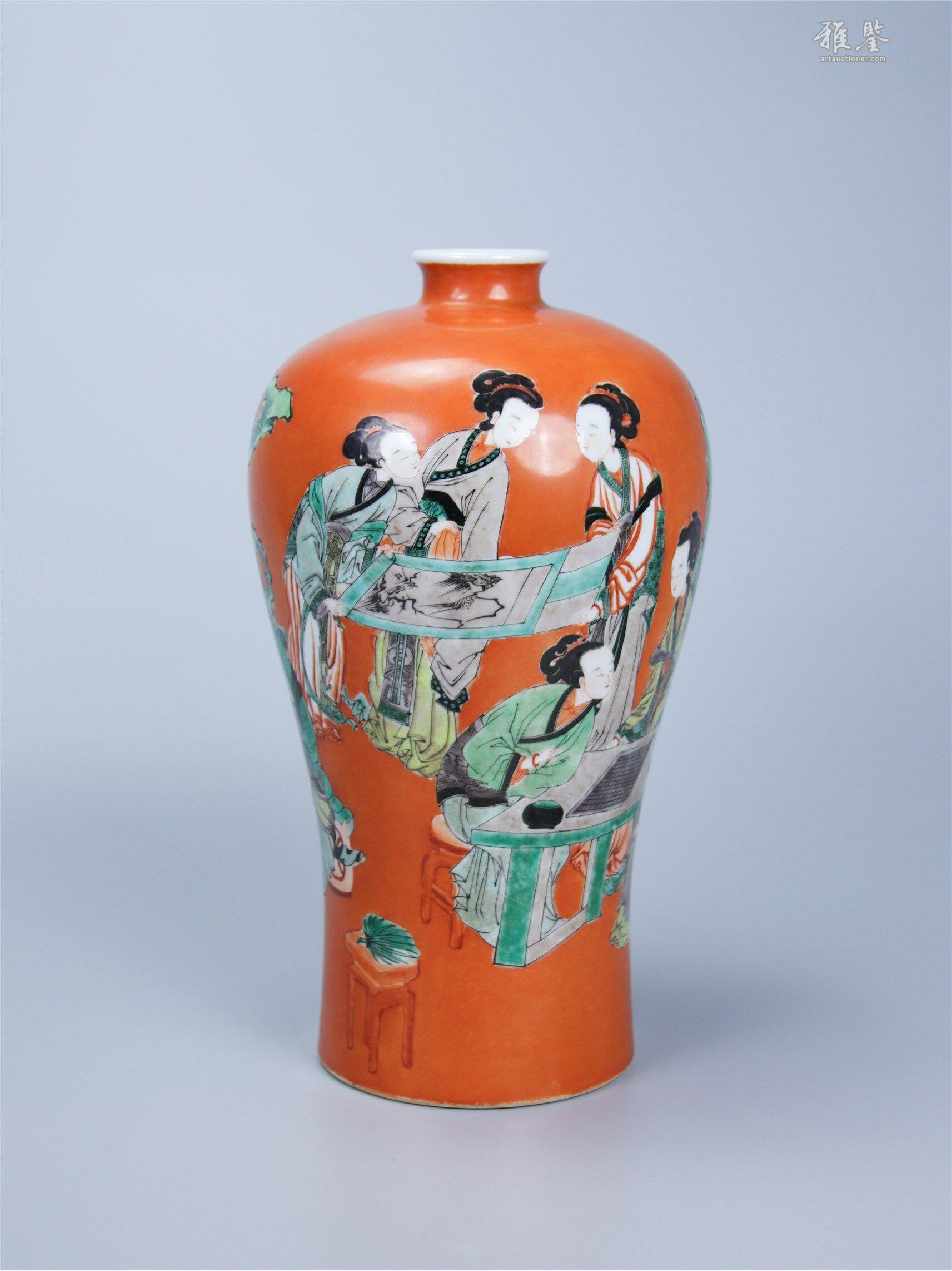 実業家コレクト放出 289 大清康熙年製 染付梅瓶 人物図 高さ約24cm 検