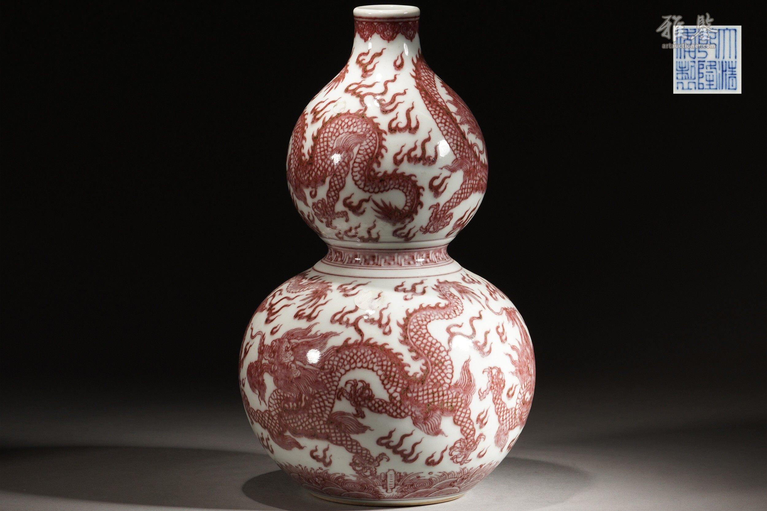 中国美術 時代物 唐物染付 清朝期 紅釉花入 辰砂 花瓶 花入(検 南京染 