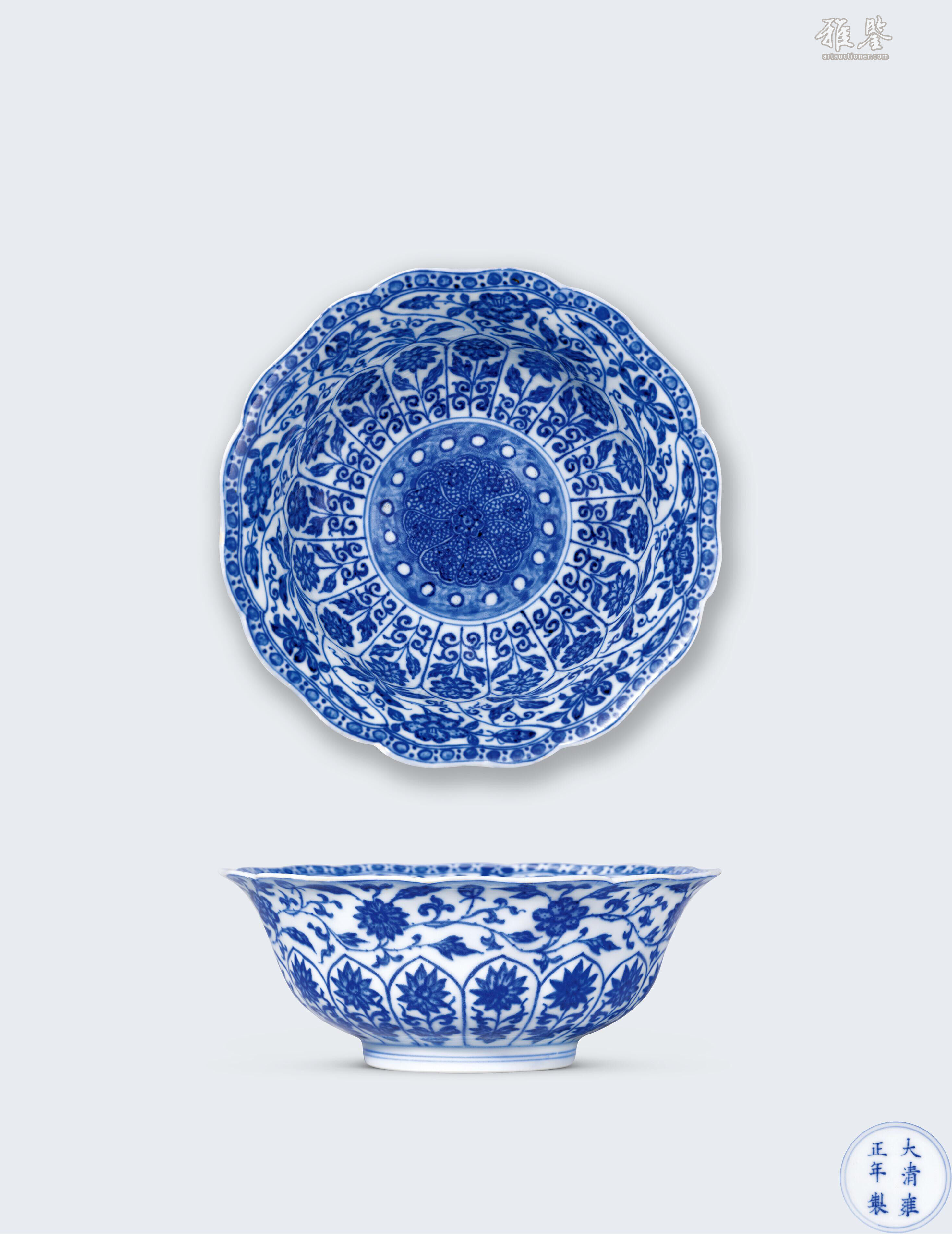 清雍正青花缠枝莲纹莲瓣碗_LOT.1016_拍品详情_雅鉴艺术网拍品详情