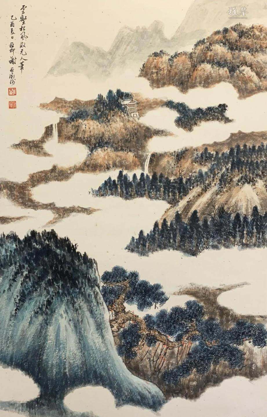 谢稚柳山水纸本立轴60*95_LOT.46069_拍品详情_雅鉴艺术网拍品详情