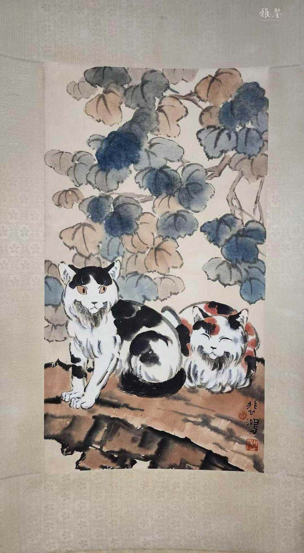 徐悲鸿双猫图_LOT.008_拍品详情_雅鉴艺术网拍品详情