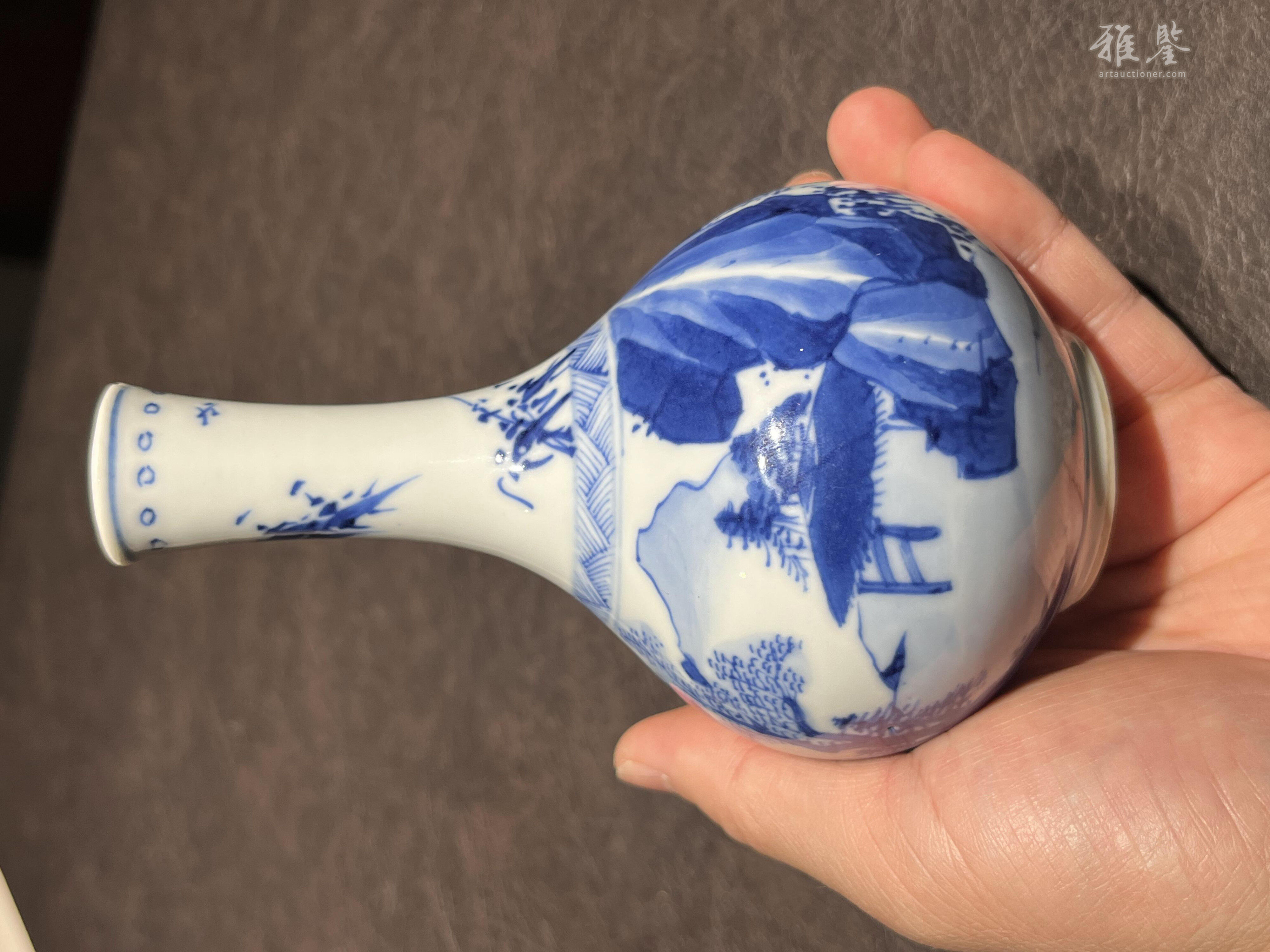 清康熙青花山水人物长颈瓶_LOT.13_拍品详情_雅鉴艺术网拍品详情