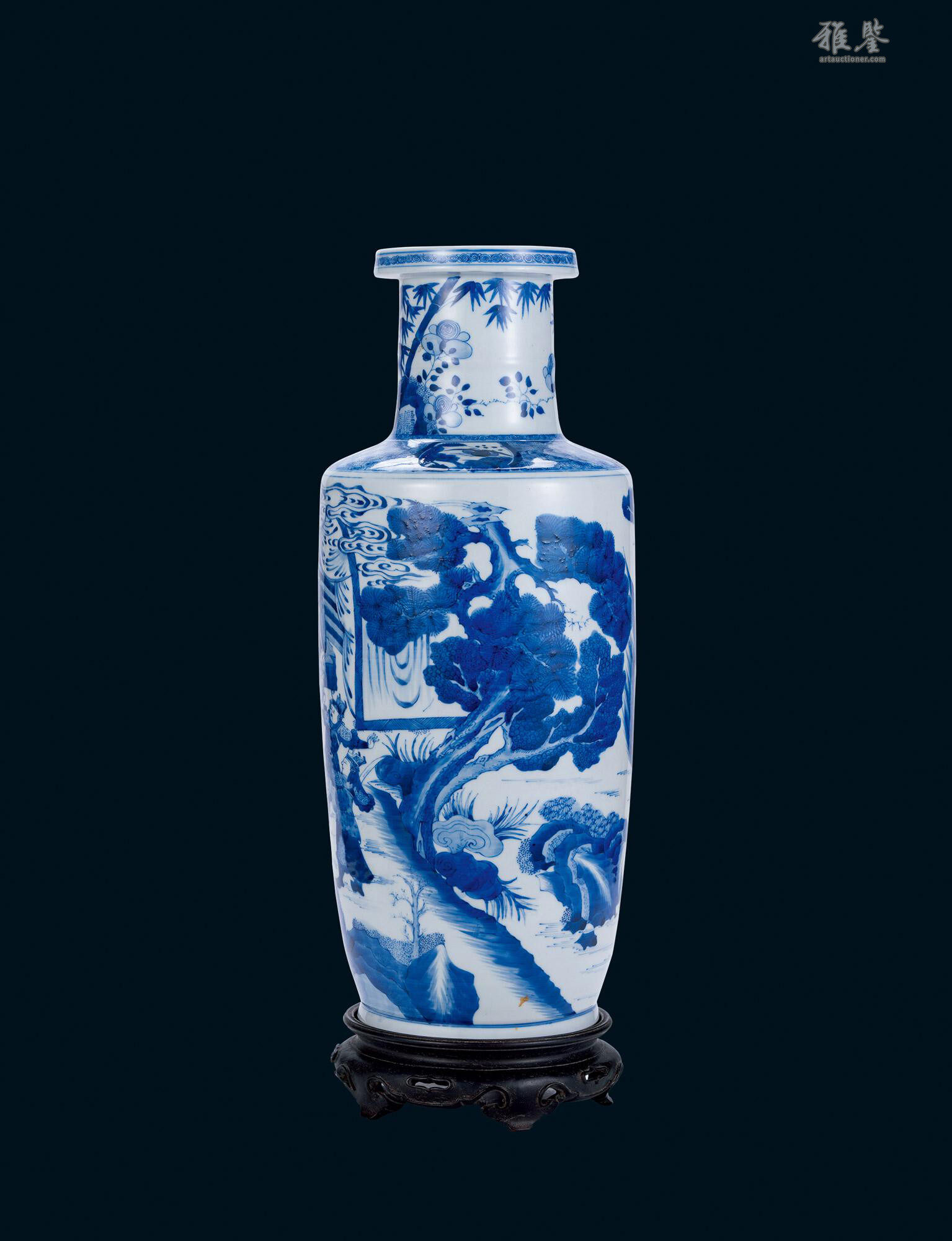 中国骨董 青花人物棒槌瓶 清時代 中国骨董青花人物棒槌瓶清時代