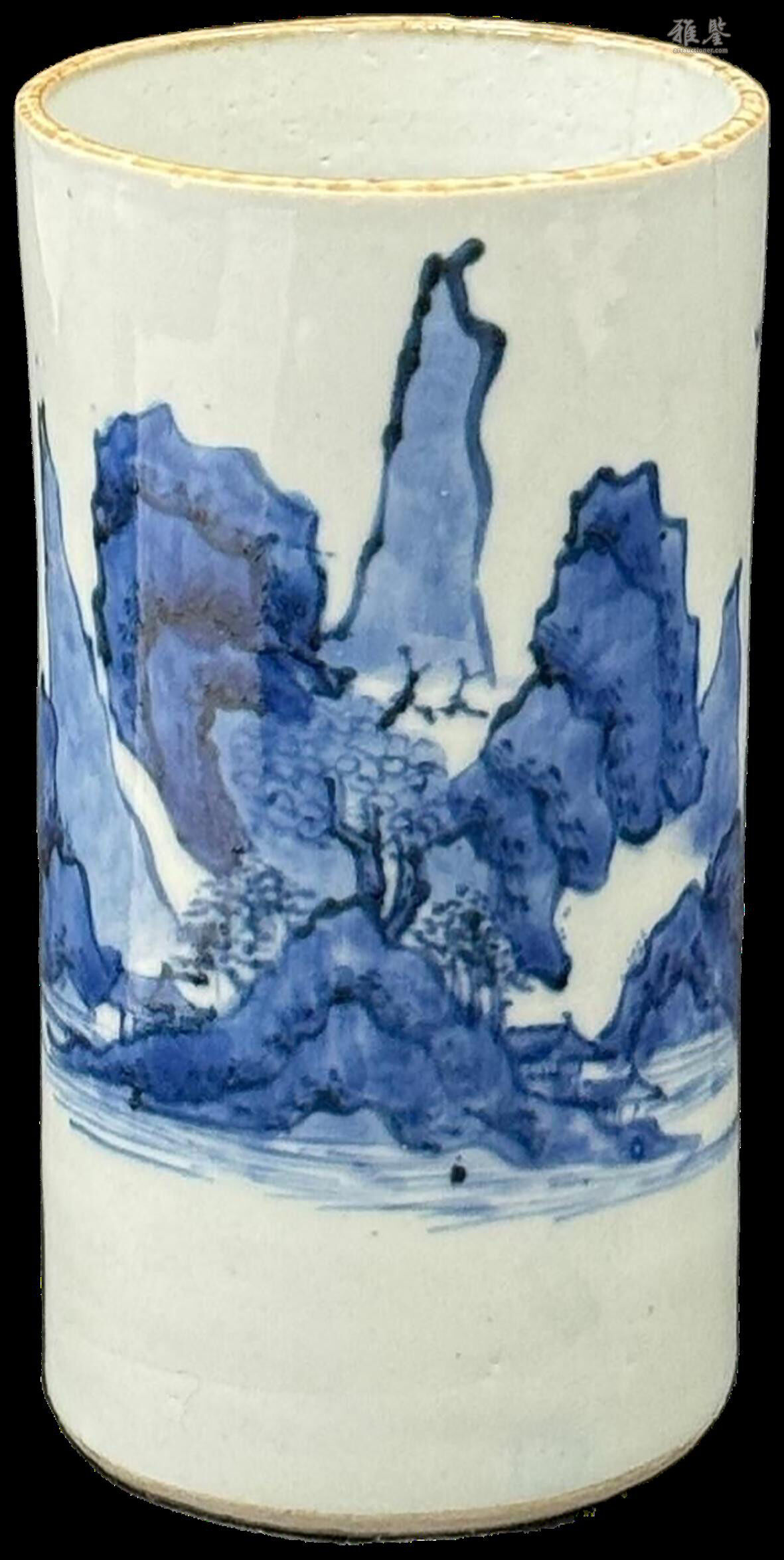 青花山水图笔筒_LOT.2008_拍品详情_雅鉴艺术网拍品详情