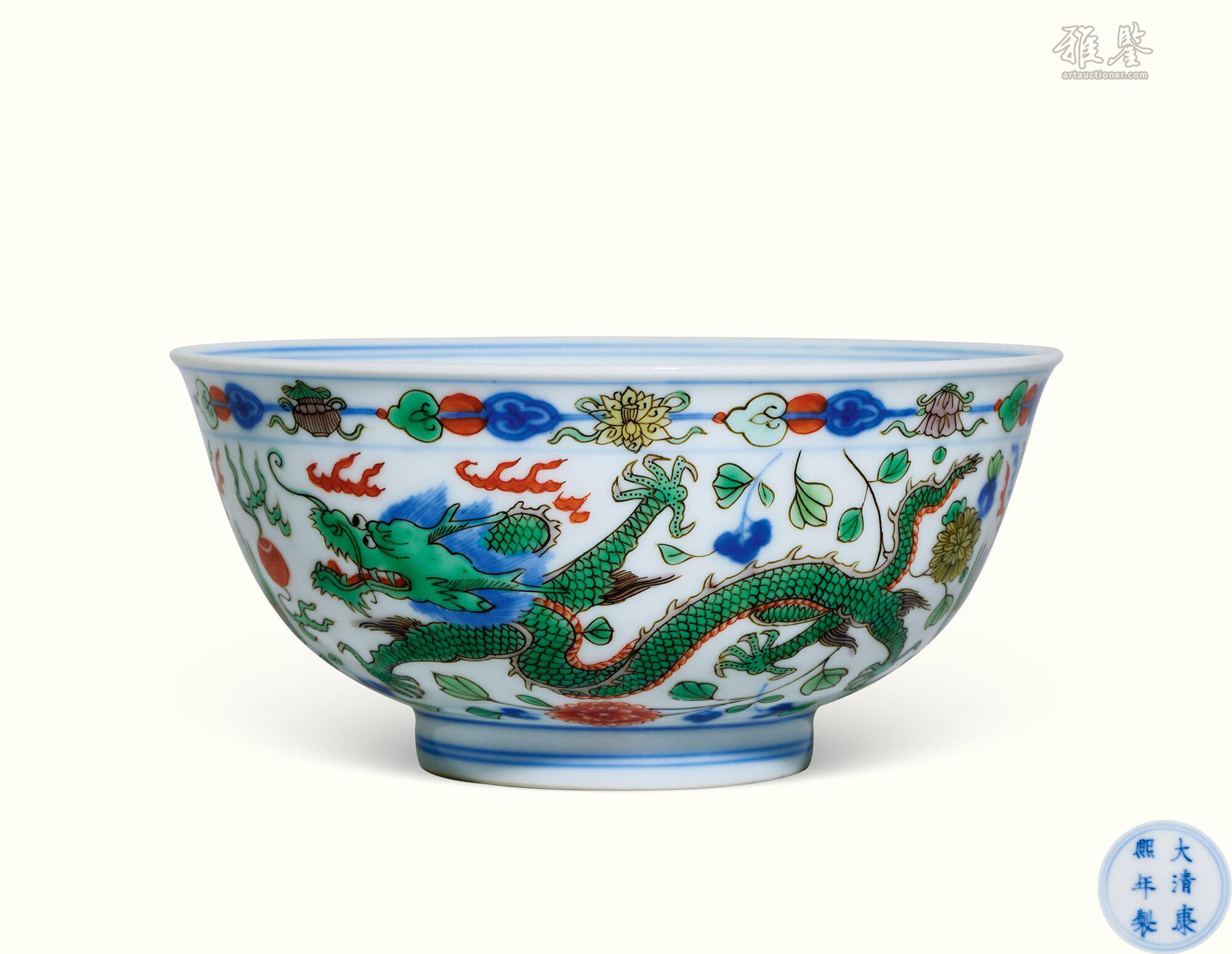 清康熙青花五彩龙凤纹碗_LOT.46_拍品详情_雅鉴艺术网拍品详情