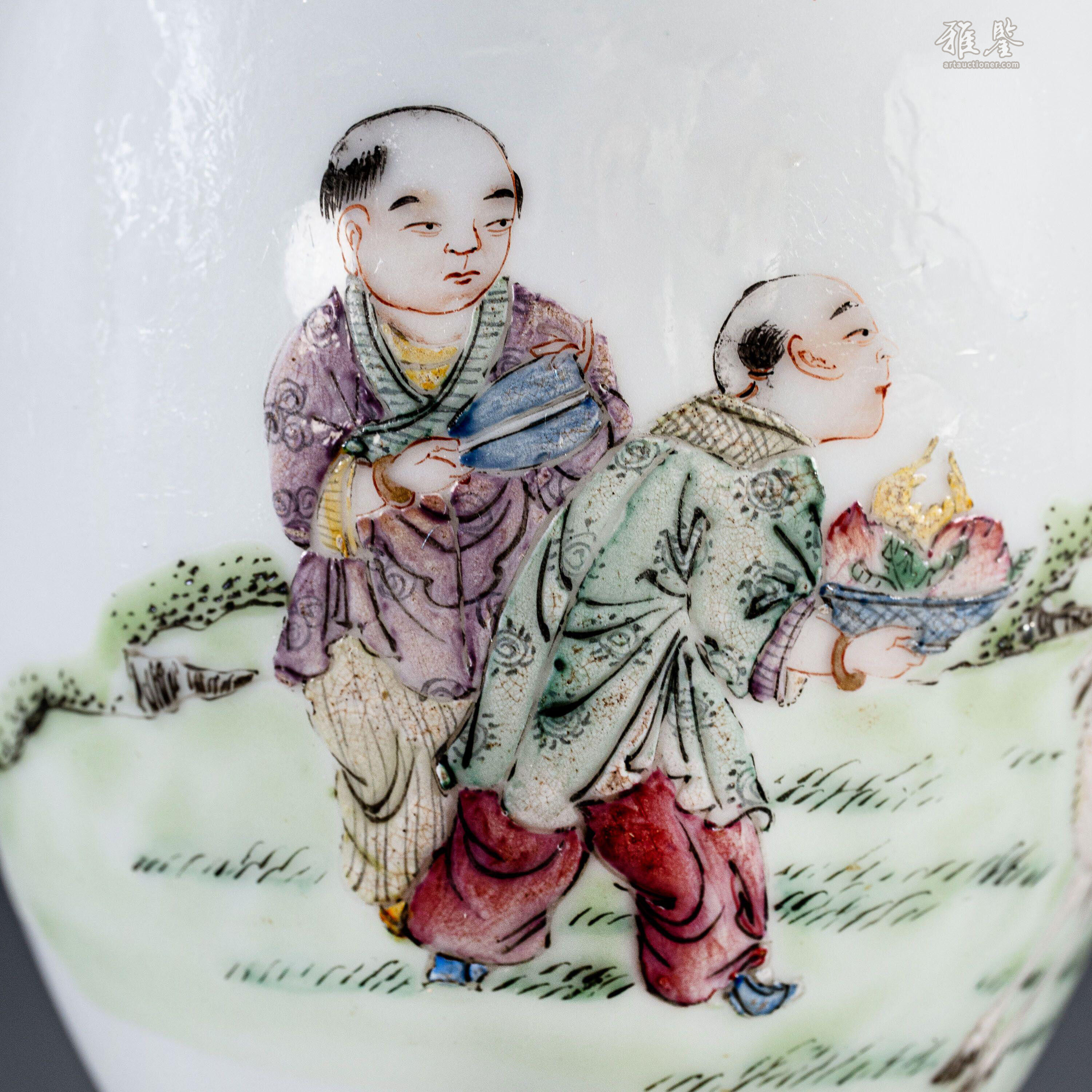 民國居仁堂制粉彩唐子紋花瓶_LOT.5_拍品详情_雅鉴艺术网拍品详情