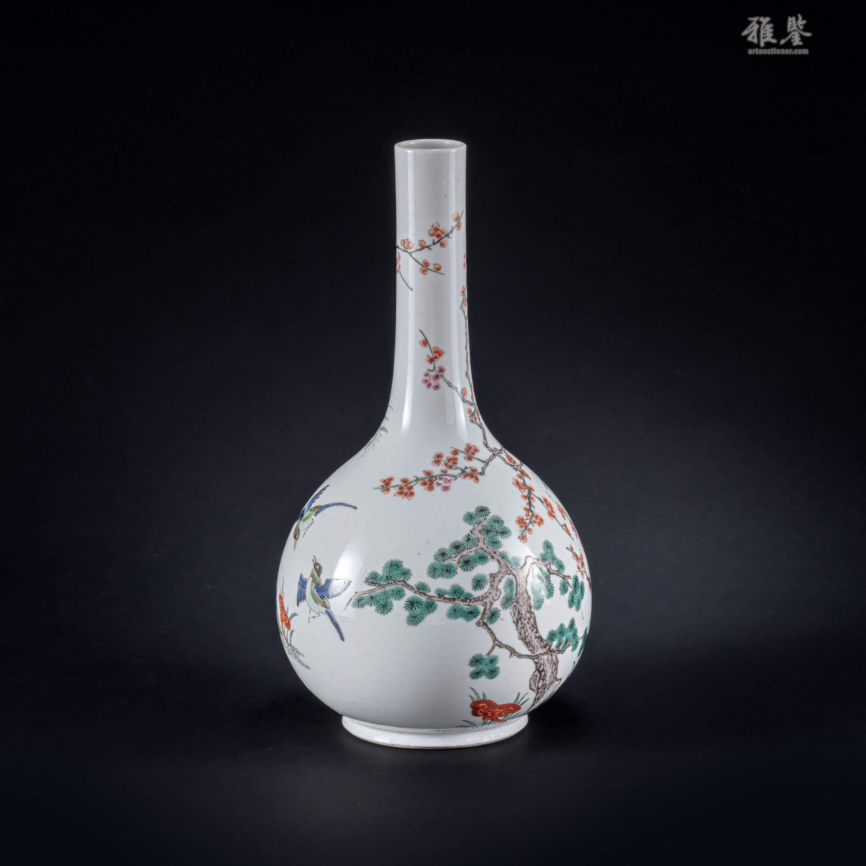粉彩松竹梅長頸瓶_LOT.824_拍品详情_雅鉴艺术网拍品详情