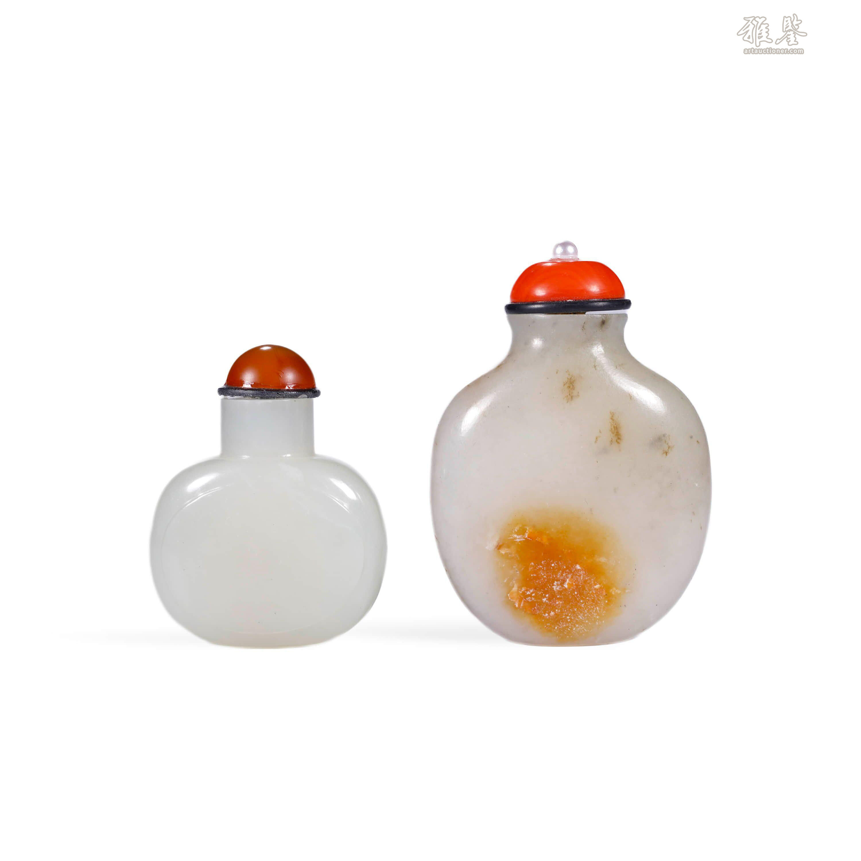 Qinghhetian jade snuff bottle 1 zu 清和田玉鼻烟壶一组_LOT.327_拍品