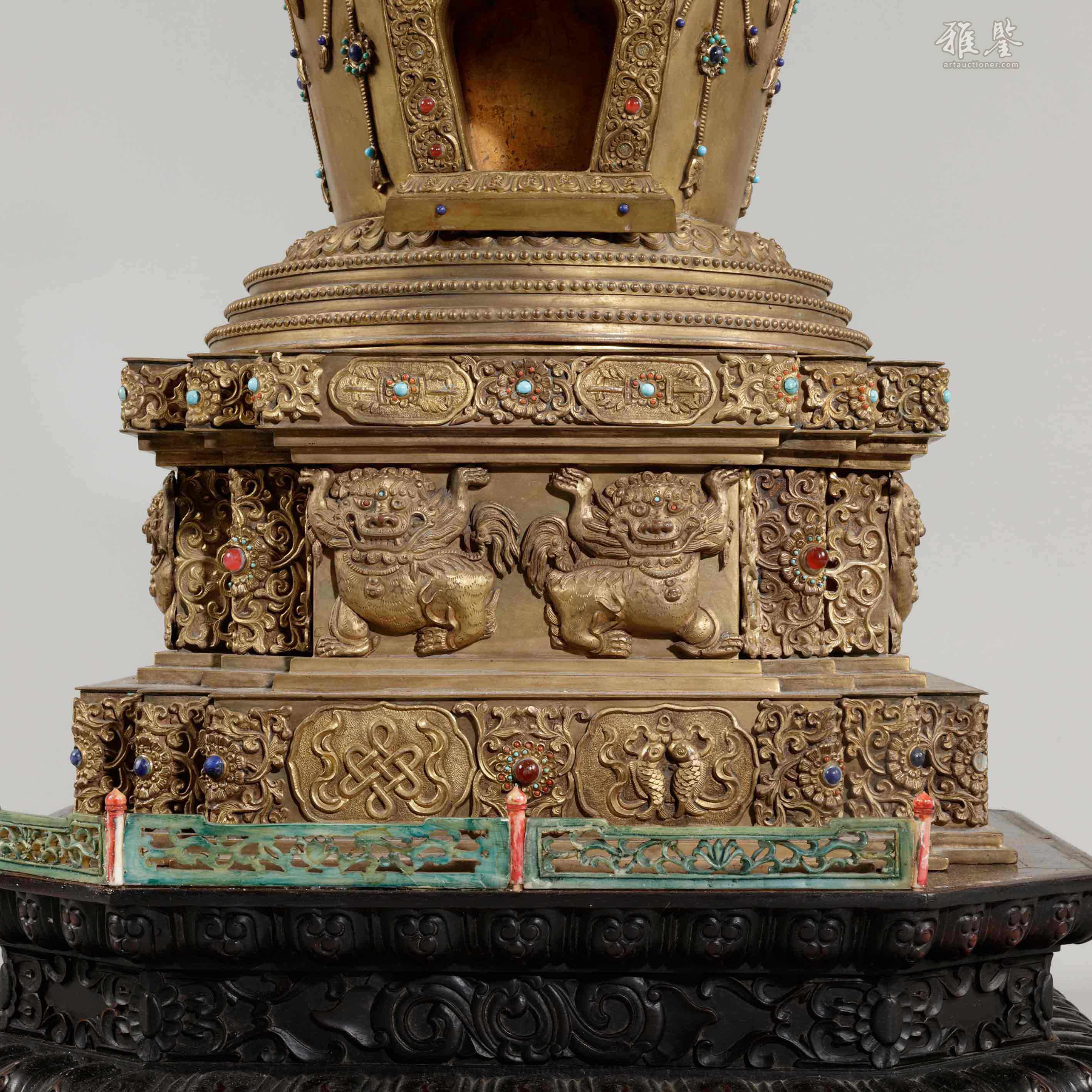 清乾隆銅鎏金嵌寶大佛塔_LOT.411_拍品详情_雅鉴艺术网拍品详情