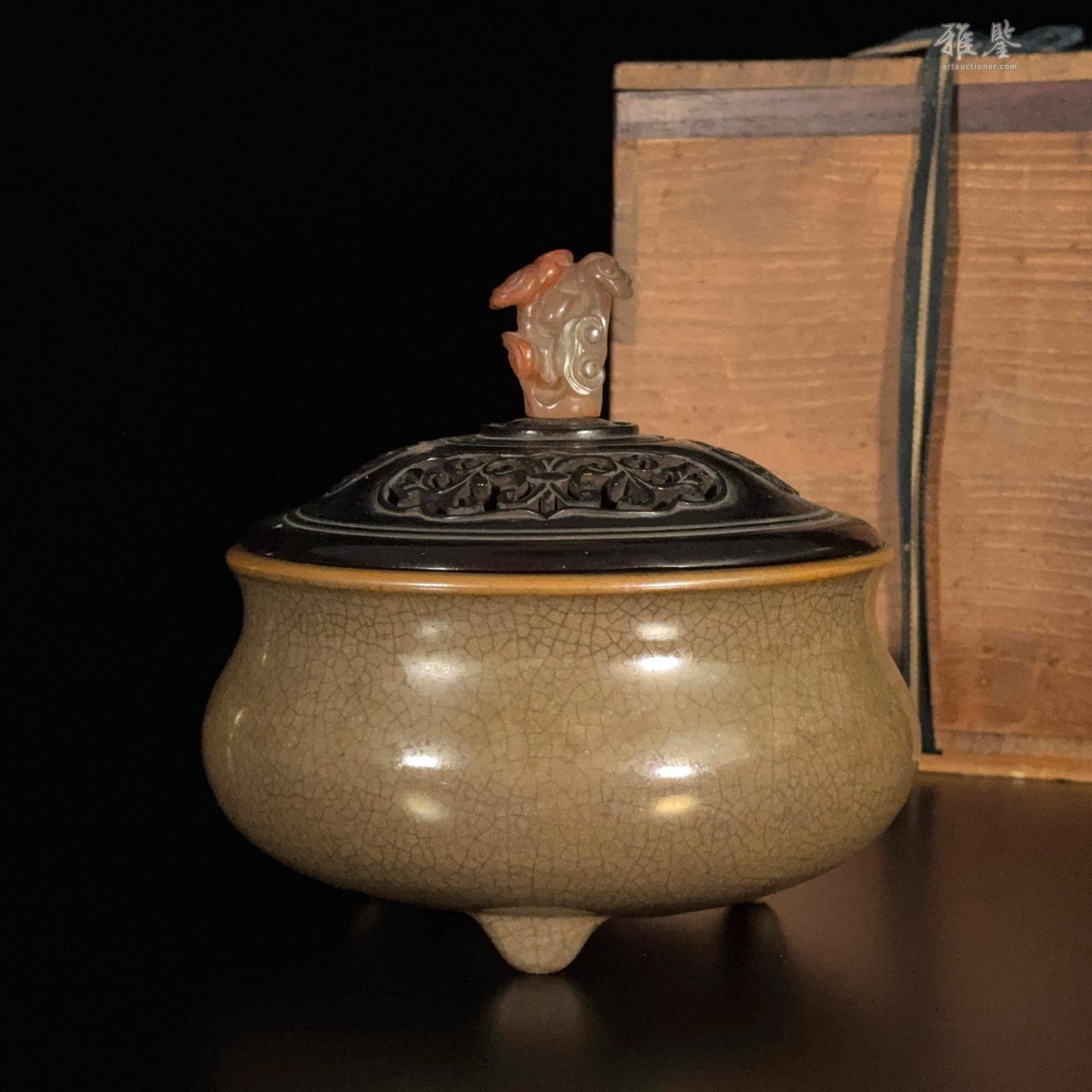 清中期仿哥釉三足爐_LOT.64_拍品详情_雅鉴艺术网拍品详情