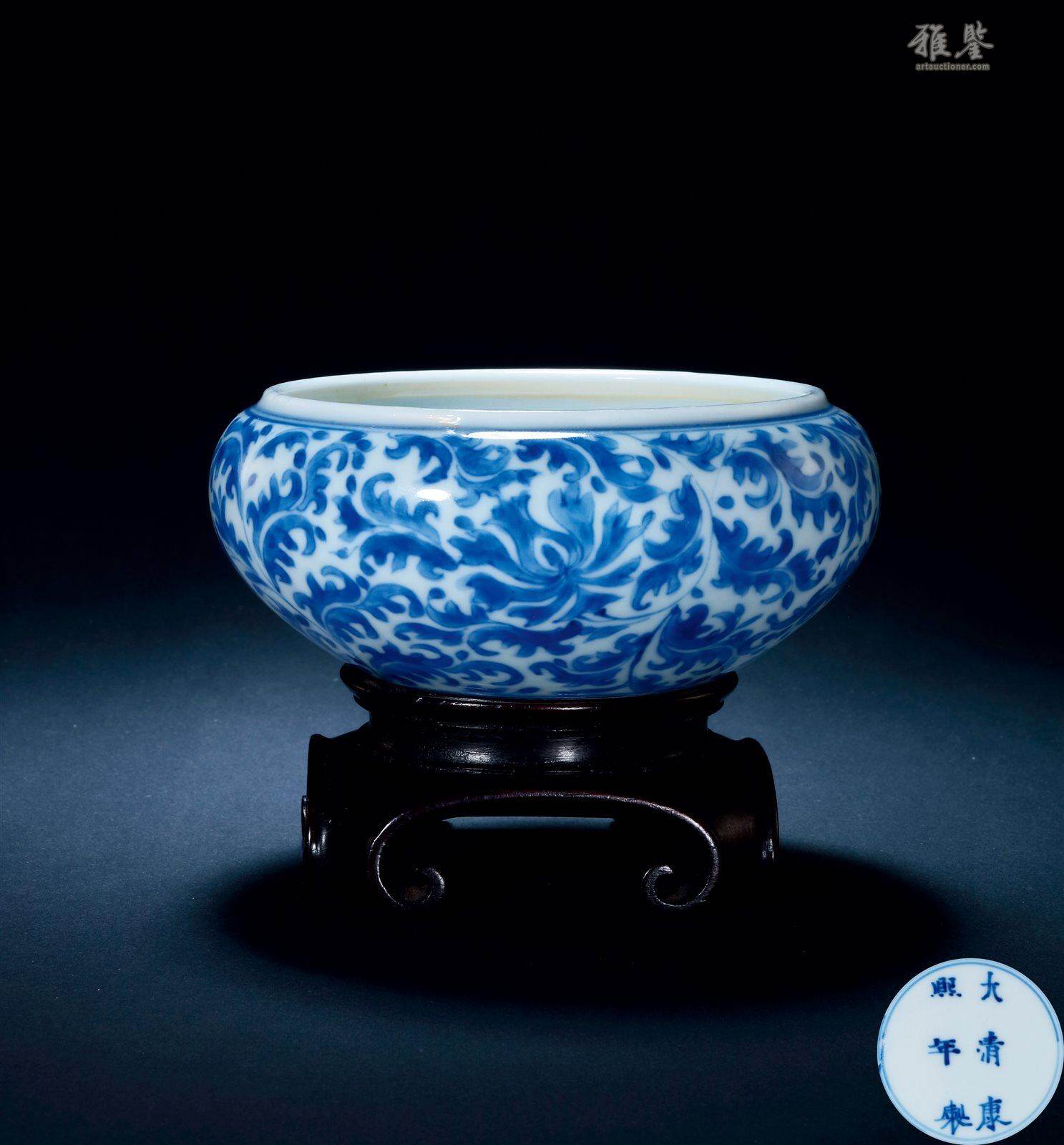 清康熙青花缠枝花卉纹钵式洗_LOT.1285_拍品详情_雅鉴艺术网拍品详情