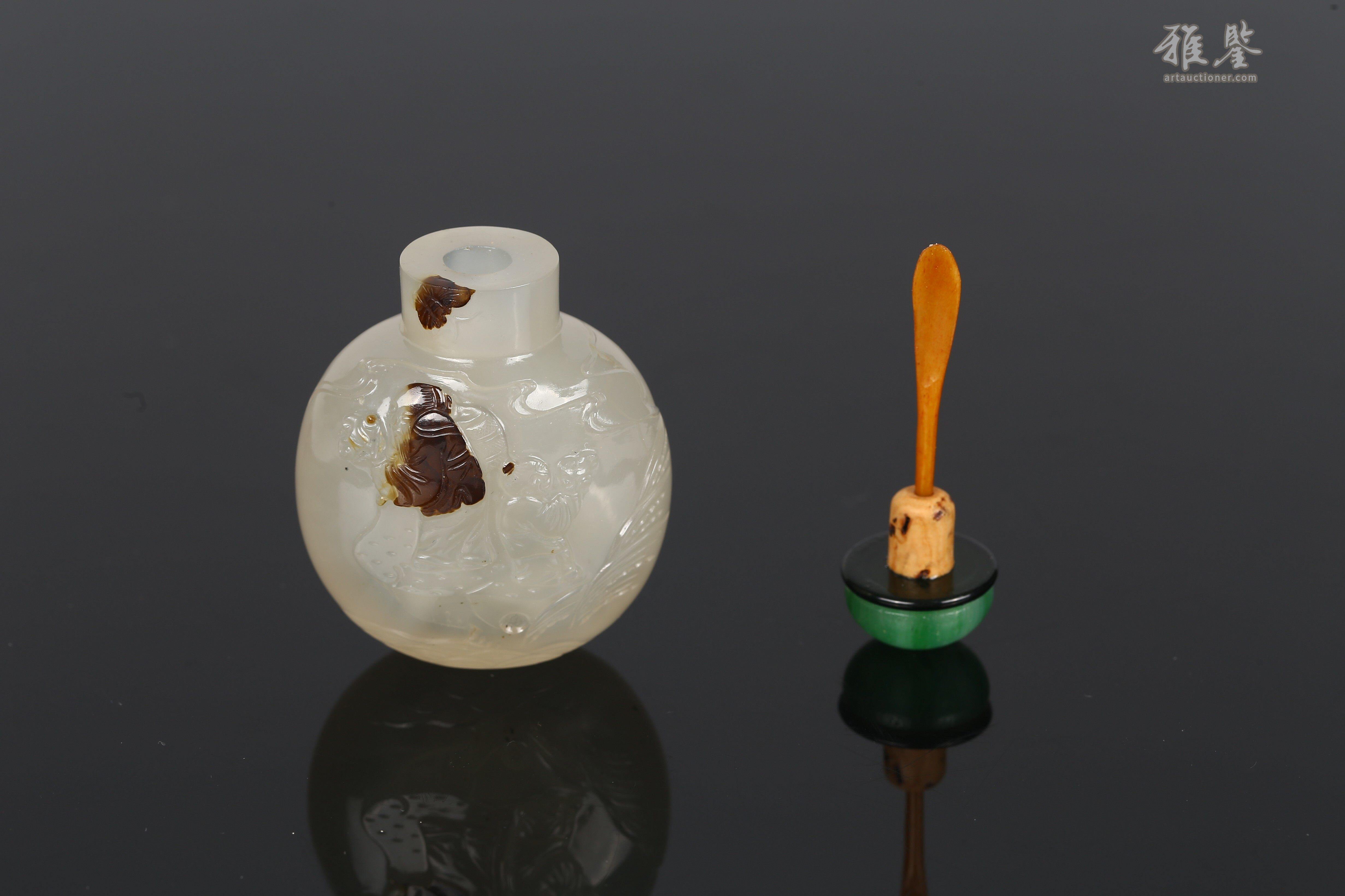 清苏作巧雕玛瑙'高士采芝'诗文鼻烟壶_LOT.2003_拍品详情_雅鉴艺术网