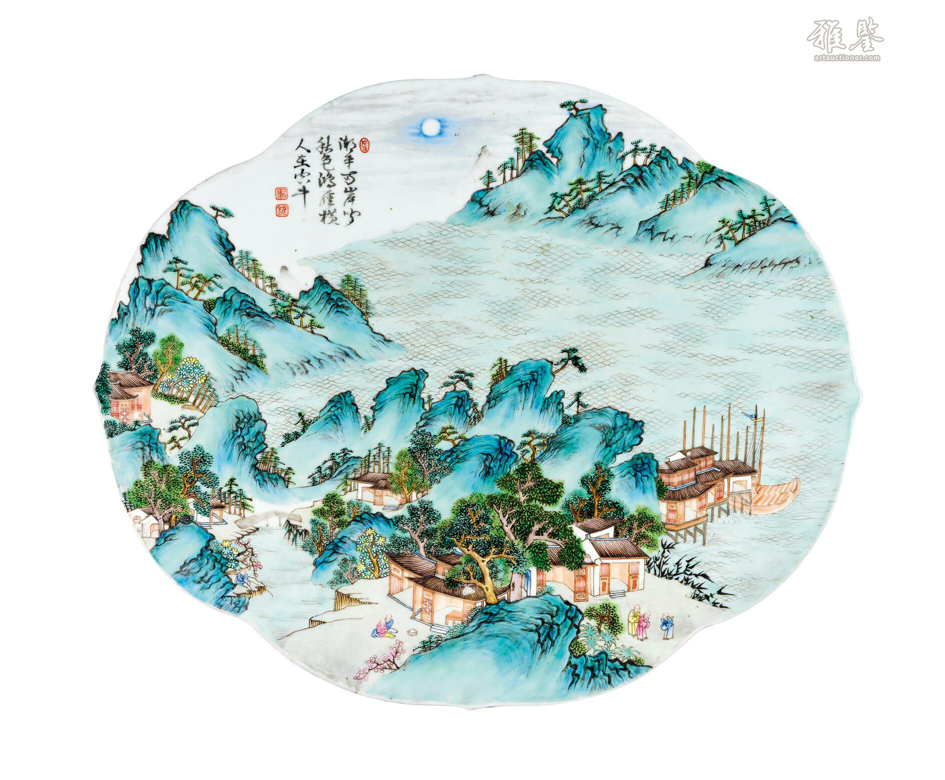 清乾隆唐英製粉彩山水人物图瓷板_LOT.21_拍品详情_雅鉴艺术网拍品详情
