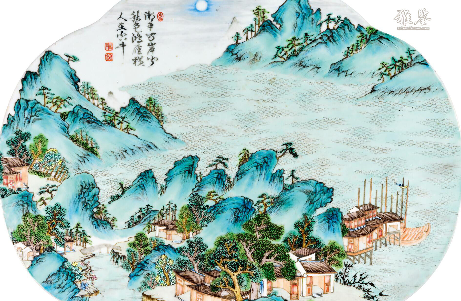 清乾隆唐英製粉彩山水人物图瓷板_LOT.21_拍品详情_雅鉴艺术网拍品详情