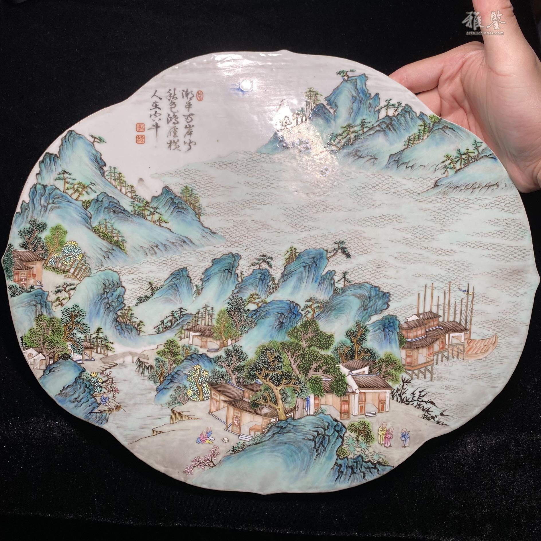 清乾隆唐英製粉彩山水人物图瓷板_LOT.21_拍品详情_雅鉴艺术网拍品详情
