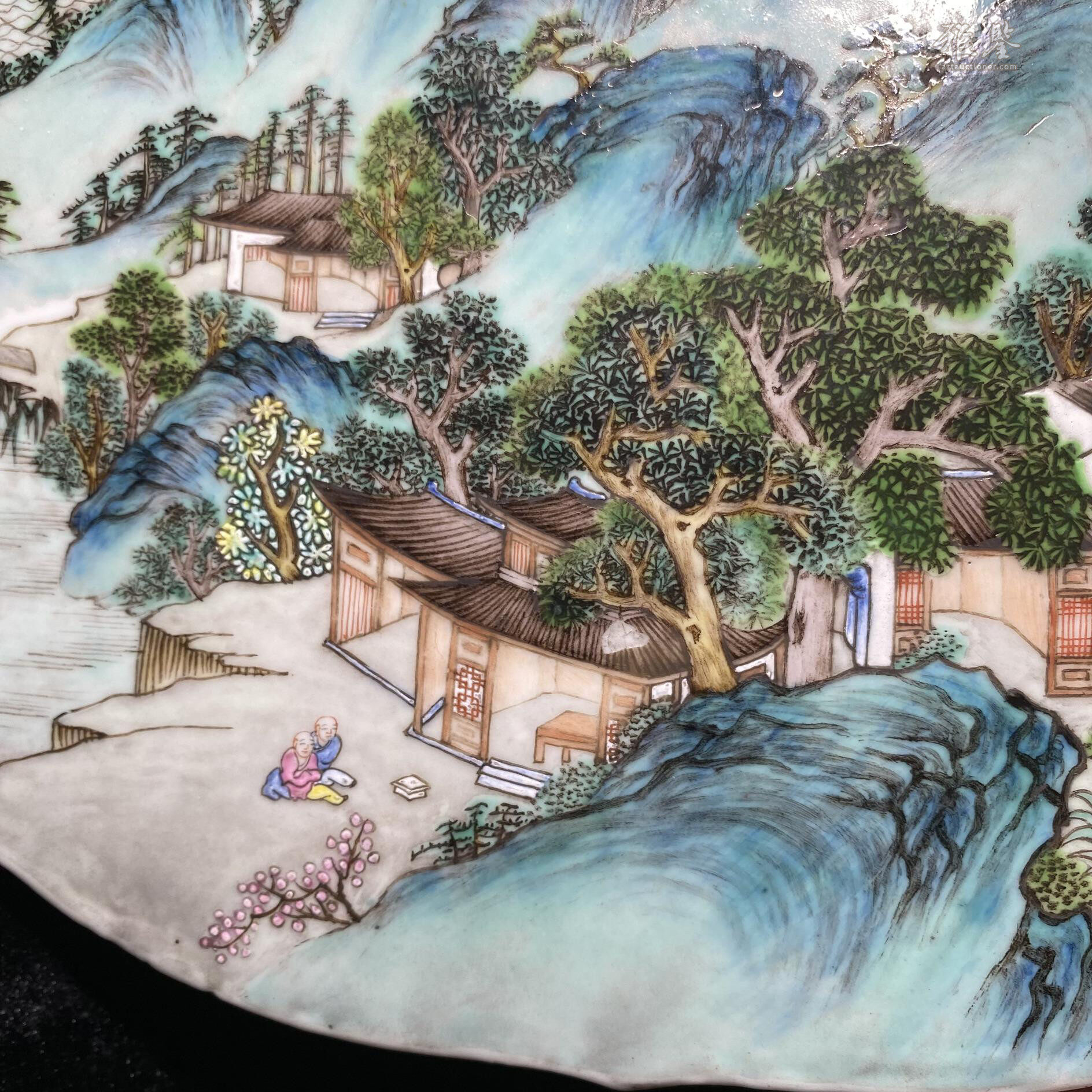 清乾隆唐英製粉彩山水人物图瓷板_LOT.21_拍品详情_雅鉴艺术网拍品详情