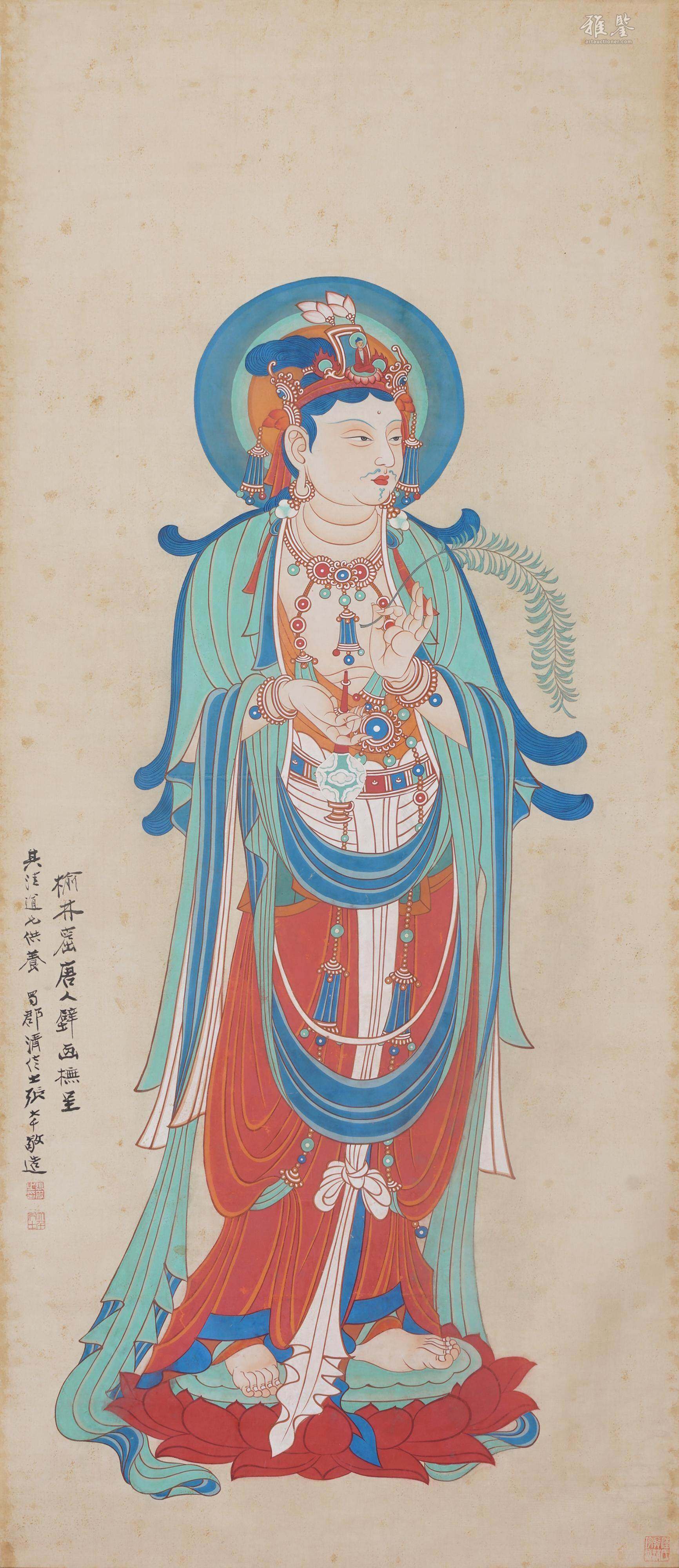 张大千 初唐大士 中堂画 70×173cm 张大千唐人壁画_LOT.3_拍品详情_雅鉴艺术网拍品详情