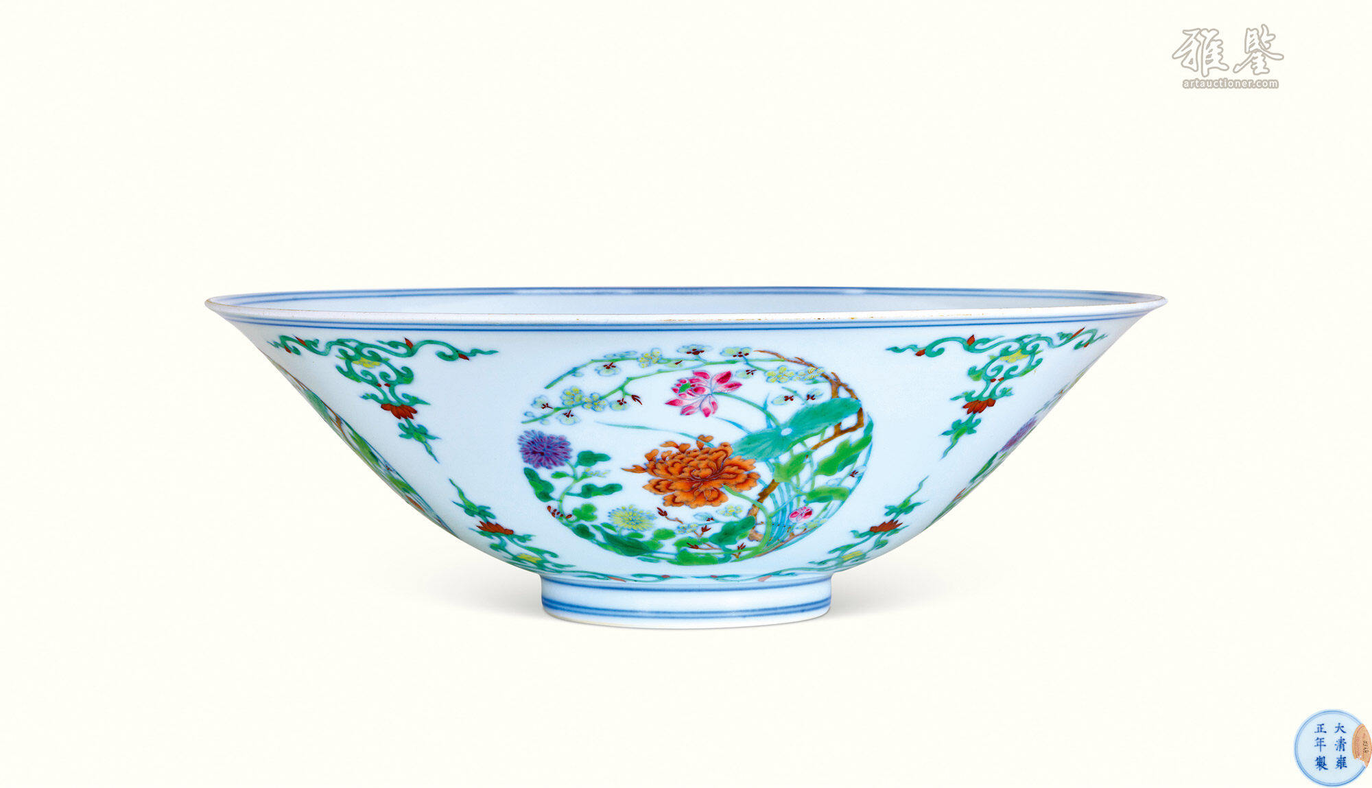 清雍正斗彩团花纹斗笠碗_LOT.211_拍品详情_雅鉴艺术网拍品详情